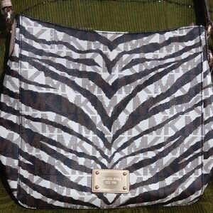Michael Kors Zebra Print Shoulder Bag in Brown and White